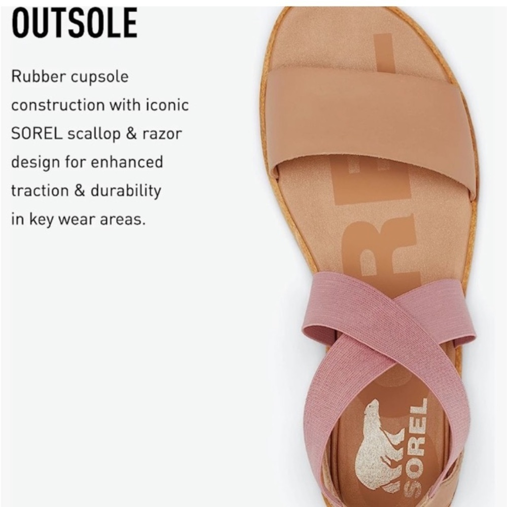 Sorel Pink and Tan Women’s Cross-Strap Sandals - Picture 8 of 16